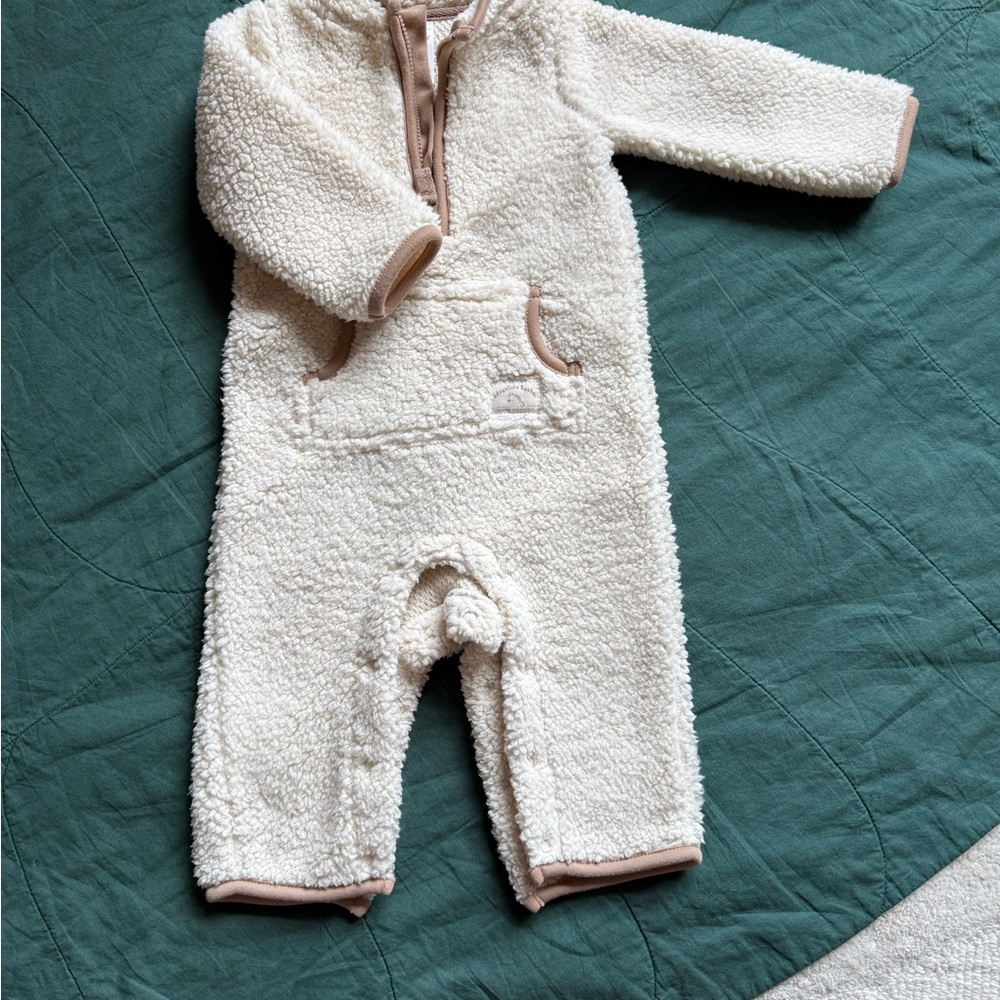 Carter's Cream and Tan Plush Footie One Piece